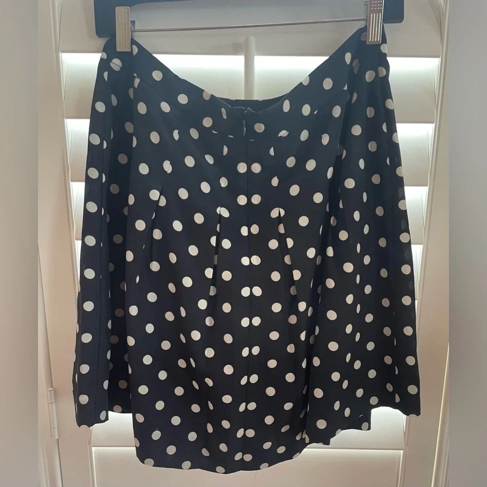 J. Crew Navy Polka Dot A-Line Skirt Knee-Length Casual EUC